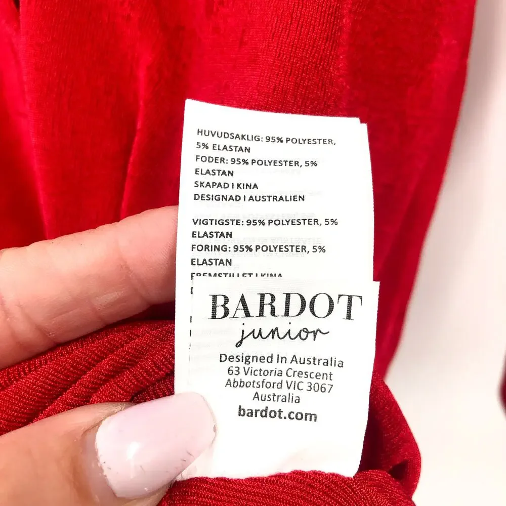 BARDOT JUNIOR Girl's Krista Mini Shirt Dress Size 14 Fire Red Long Sleeves NWT
